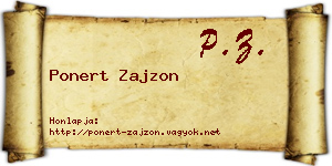 Ponert Zajzon névjegykártya